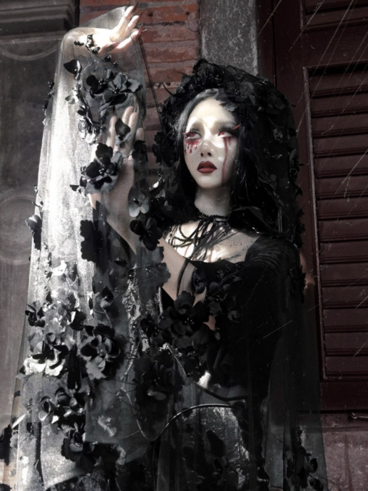 Castle Thriller Gothic Nail Bead Embroidered Hooded Cape【s0000014816】