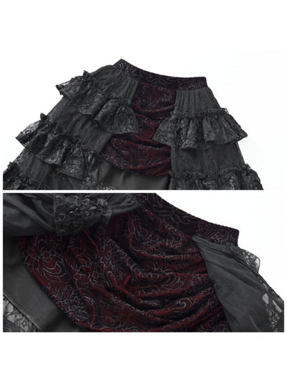 Castle Thriller Scarlet Gothic Multi-Layer Trailing Skirt Banquet【s0000014817】
