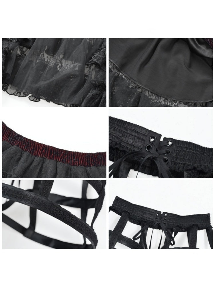 Castle Thriller Scarlet Gothic Multi-Layer Trailing Skirt Banquet【s0000014817】