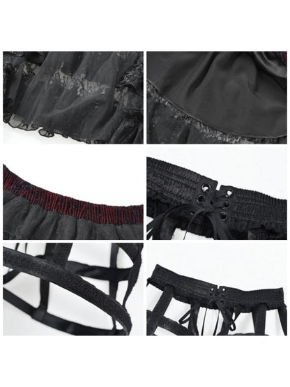 Castle Thriller Scarlet Gothic Multi-Layer Trailing Skirt Banquet【s0000014817】