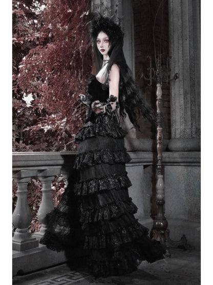 Castle Thriller Crimson Gothic Velvet Corset Bandeau Top【s0000014818】