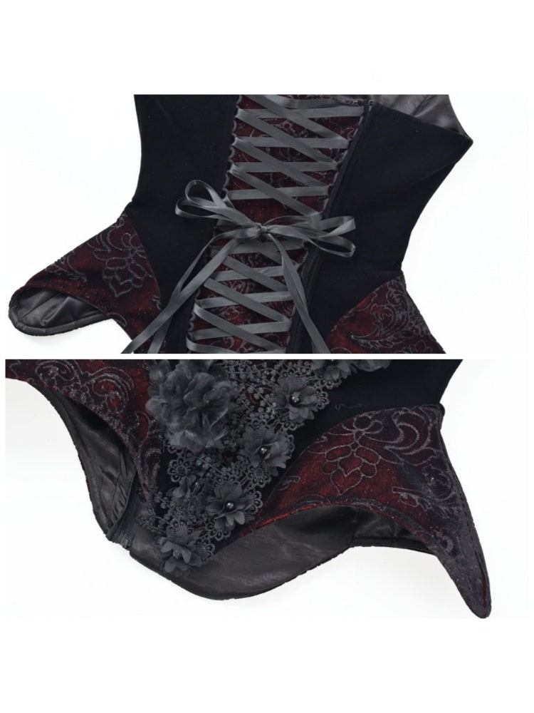 Castle Thriller Crimson Gothic Velvet Corset Bandeau Top【s0000014818】