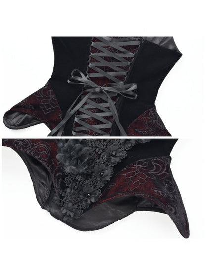 Castle Thriller Crimson Gothic Velvet Corset Bandeau Top【s0000014818】