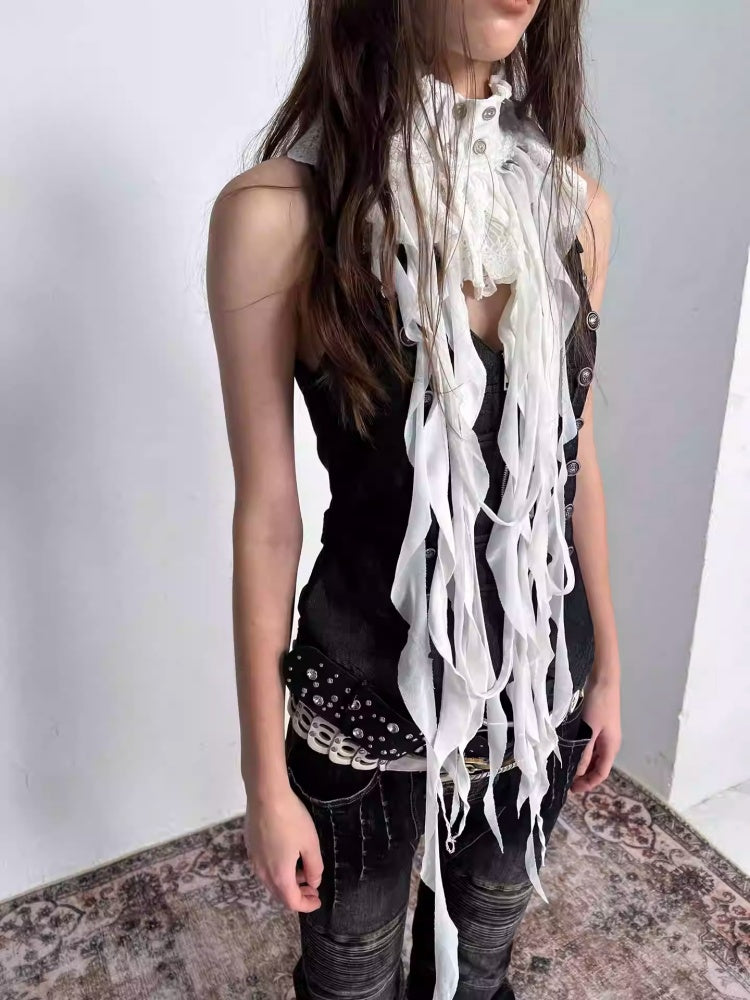 "Victorian Wings" Mid-Century Punk Velvet Neck With Ribbon False Collar【s0000014945】