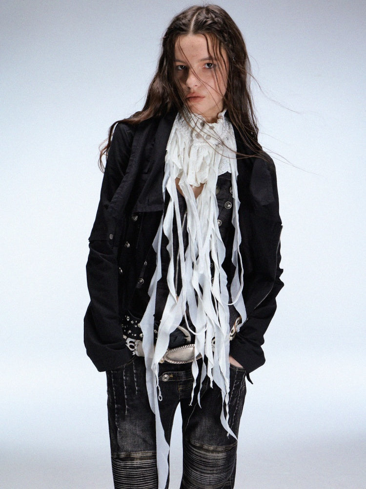 "Victorian Wings" Mid-Century Punk Velvet Neck With Ribbon False Collar【s0000014945】