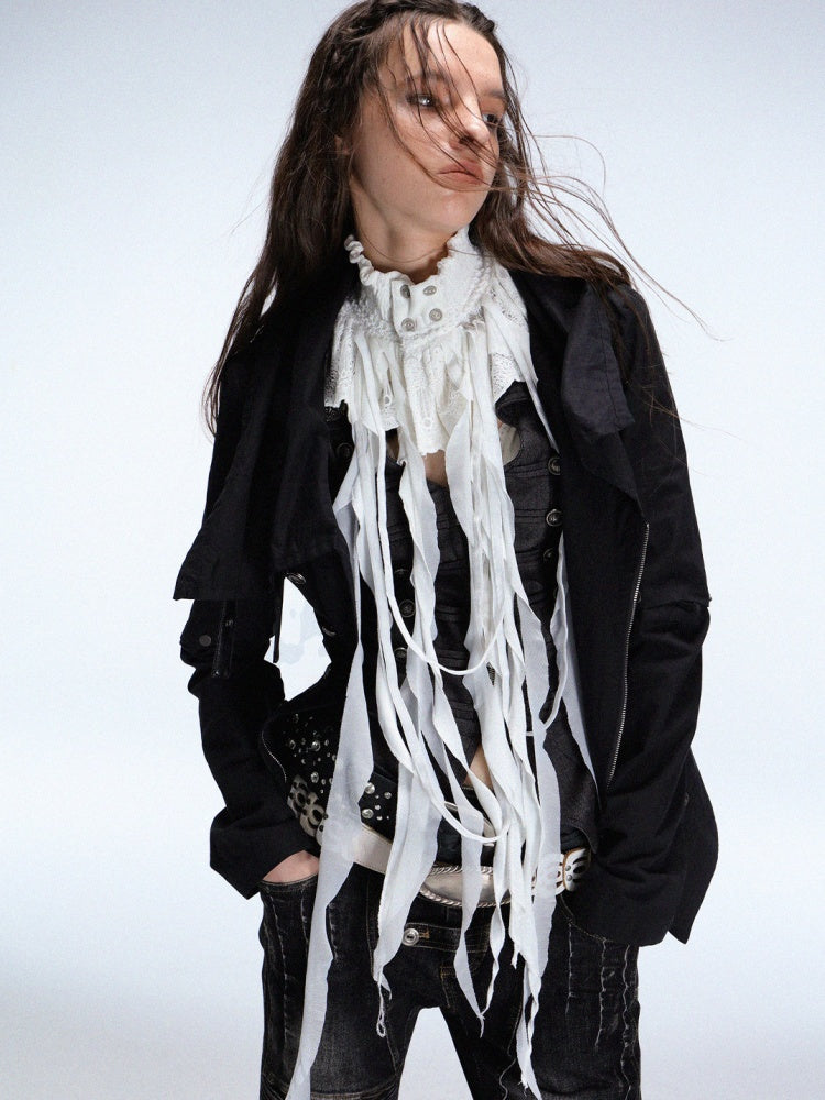 "Victorian Wings" Mid-Century Punk Velvet Neck With Ribbon False Collar【s0000014945】