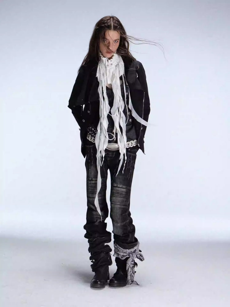 "Victorian Wings" Mid-Century Punk Velvet Neck With Ribbon False Collar【s0000014945】