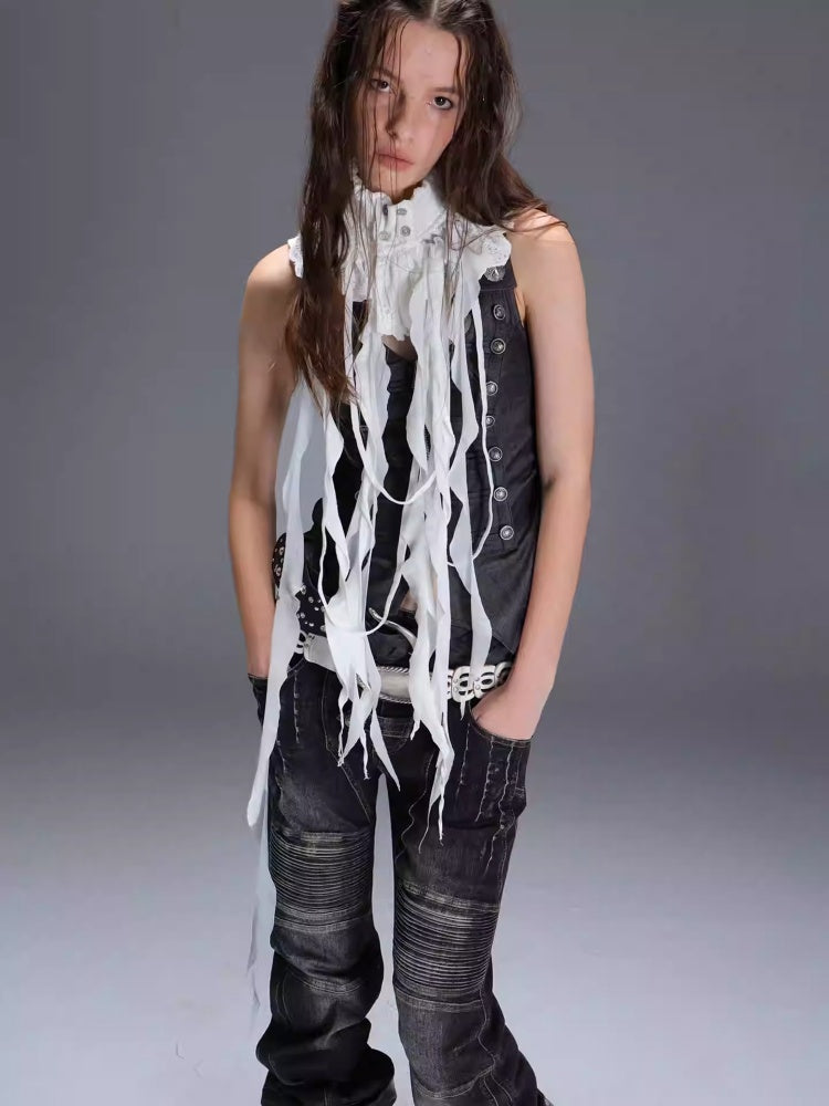 "Victorian Wings" Mid-Century Punk Velvet Neck With Ribbon False Collar【s0000014945】