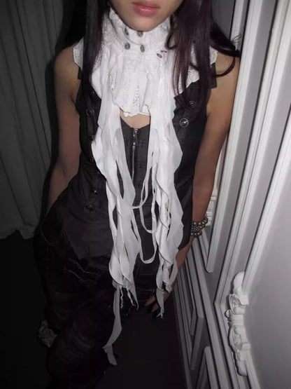 "Victorian Wings" Mid-Century Punk Velvet Neck With Ribbon False Collar【s0000014945】