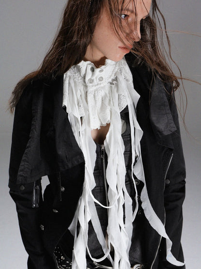 "Victorian Wings" Mid-Century Punk Velvet Neck With Ribbon False Collar【s0000014945】