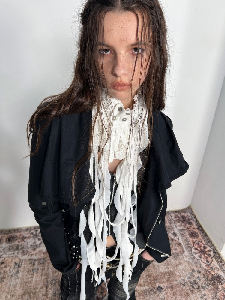 "Victorian Wings" Mid-Century Punk Velvet Neck With Ribbon False Collar【s0000014945】