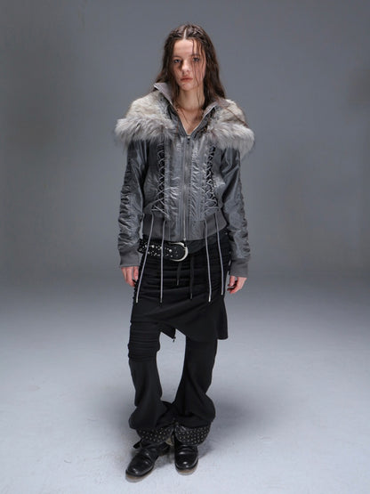 Fake Two Stretch Fabric Shirring Layered Skirt Scimitar Casual Sweat Pants【s0000014946】