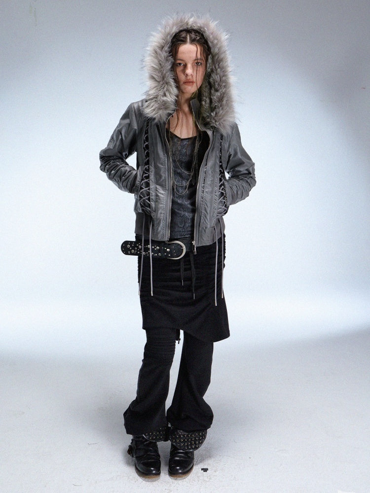 Fake Two Stretch Fabric Shirring Layered Skirt Scimitar Casual Sweat Pants【s0000014946】