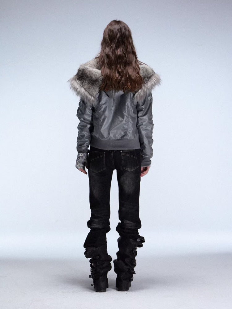 "Northern Night Patrol" Strap-On Eco-Friendly Fur Shawl Parka Cropped Jacket【s0000014948】