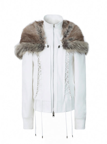 "Northern Night Patrol" Strap-On Eco-Friendly Fur Shawl Parka Cropped Jacket【s0000014948】