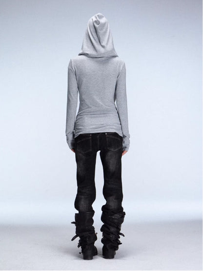 "Polar Night Courier" Ranger Metal Buckle Knitted Hooded Swing Collar T-Shirt【s0000014950】