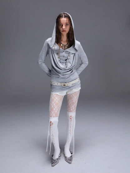 "Polar Night Courier" Ranger Metal Buckle Knitted Hooded Swing Collar T-Shirt【s0000014950】