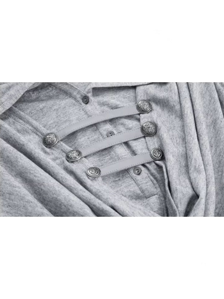 "Polar Night Courier" Ranger Metal Buckle Knitted Hooded Swing Collar T-Shirt【s0000014950】