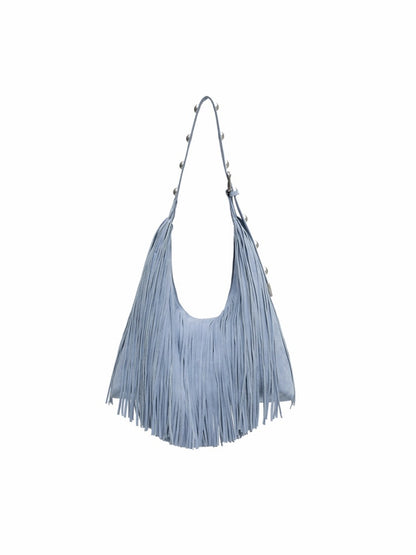 Vintage Suede Tassel Rivet Tote Bag Large Capacity Fashionable Versatile Shoulder Bag【s0000014951】