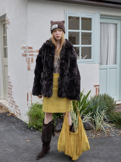 Vintage Suede Tassel Rivet Tote Bag Large Capacity Fashionable Versatile Shoulder Bag【s0000014951】