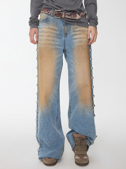 Vintage Camouflage Riveted Metal Buckle Imitation Horse Fur Belt【s0000014952】