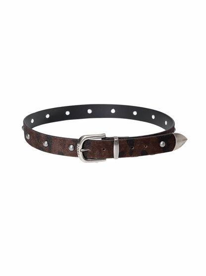 Vintage Camouflage Riveted Metal Buckle Imitation Horse Fur Belt【s0000014952】