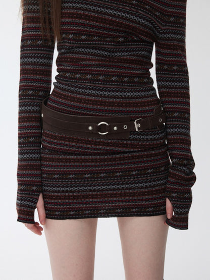 Vintage Suede Metal Buckle Waist Closure Multi-Pocket Workwear Style Wide Belt Bag【s0000014953】