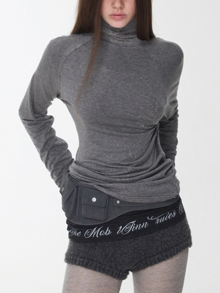 Vintage Suede Metal Buckle Waist Closure Multi-Pocket Workwear Style Wide Belt Bag【s0000014953】
