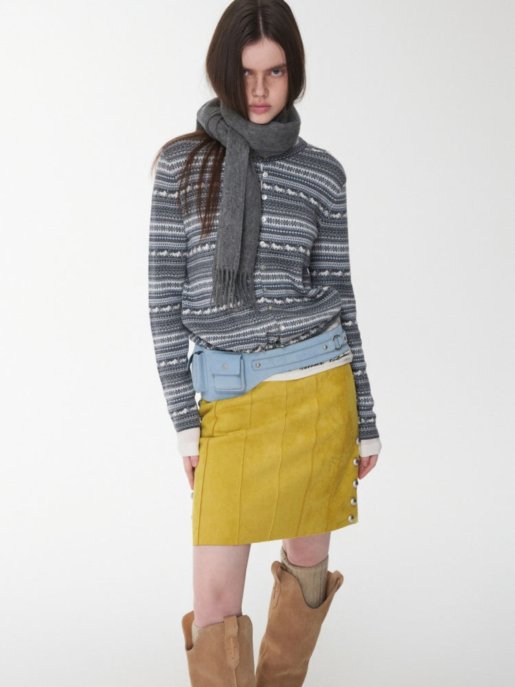Vintage Suede Metal Buckle Waist Closure Multi-Pocket Workwear Style Wide Belt Bag【s0000014953】