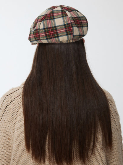 Retro British Style Two-Tone Plaid Newsboy Hat Literary Versatile Face-Revealing Little Beret【s0000014954】