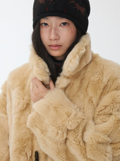 Heavy Industry Otter Rabbit Fleece Shirt Fit Fur Lapel Horn Buckle Design Jacket【s0000014956】