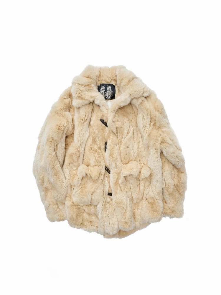 Heavy Industry Otter Rabbit Fleece Shirt Fit Fur Lapel Horn Buckle Design Jacket【s0000014956】
