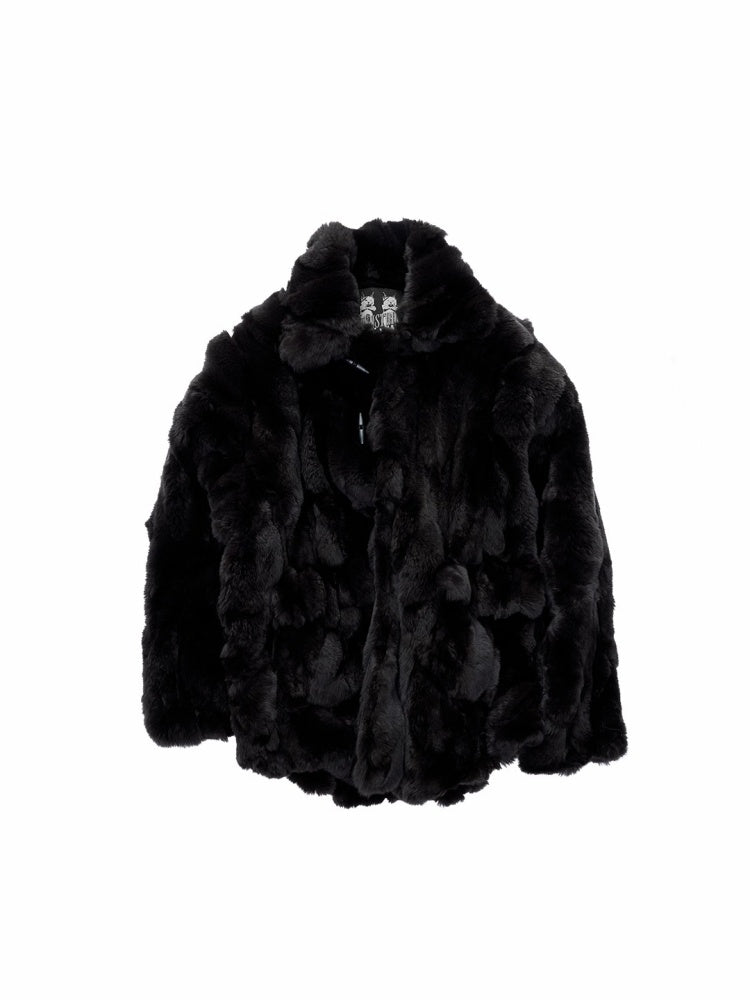 Heavy Industry Otter Rabbit Fleece Shirt Fit Fur Lapel Horn Buckle Design Jacket【s0000014956】