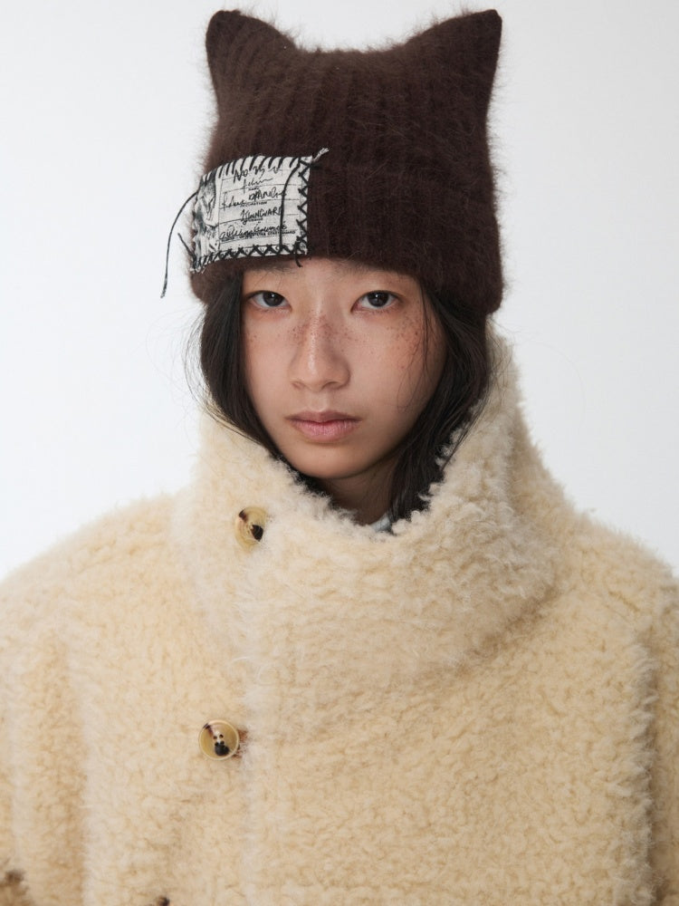 Horn Buckle Stand-Up Collar Fur Integrated Lambs Wool  Reversible Suede Jacket【s0000014958】