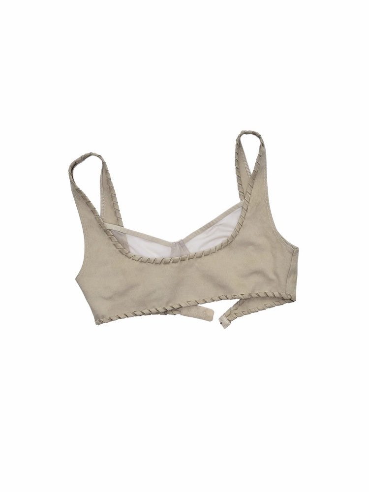 Fake 2 Pieces Suede Mesh Strap Sexy Corset Underwire-Free Comfort Lingerie【s0000014964】