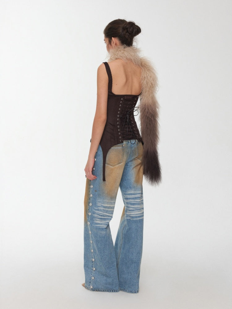 Vintage Suede Fleece Strap Garter Belt Waist Seal Slimming Bandeau【s0000014965】