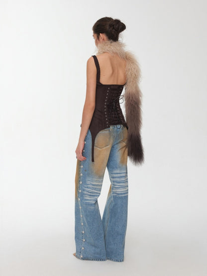 Vintage Suede Fleece Strap Garter Belt Waist Seal Slimming Bandeau【s0000014965】