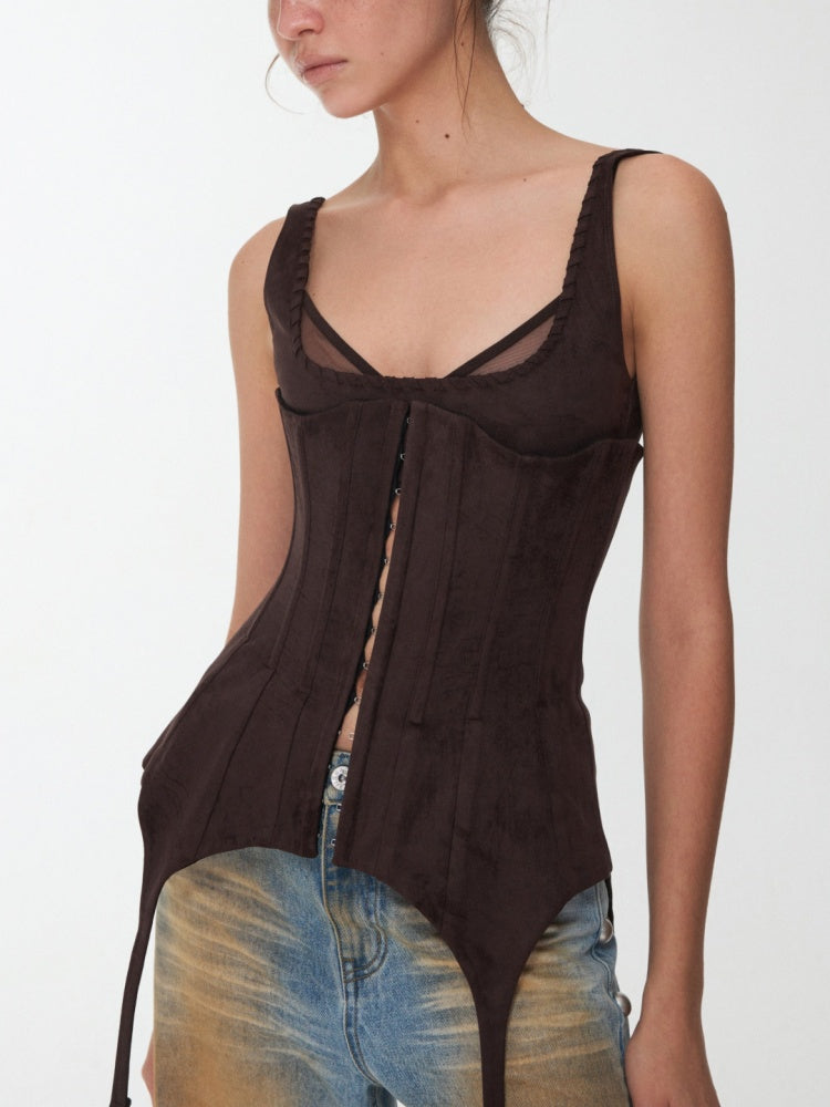 Vintage Suede Fleece Strap Garter Belt Waist Seal Slimming Bandeau【s0000014965】