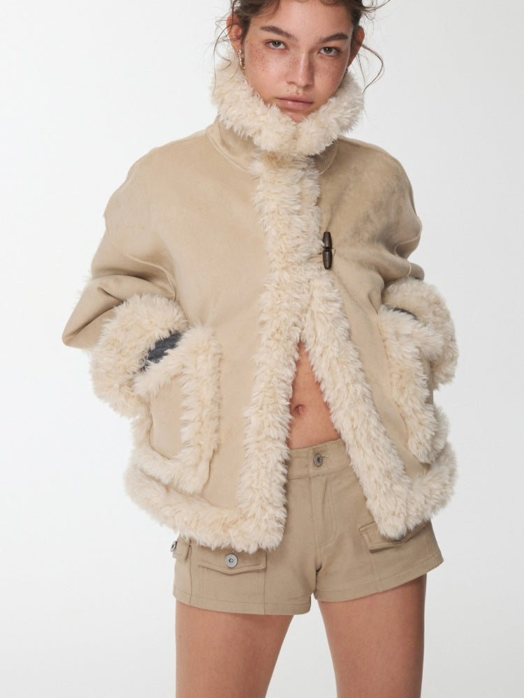 Vintage Suede Cargo Pocket Rivet Shorts Low Waist Hip Tight Hot Pants【s0000014966】