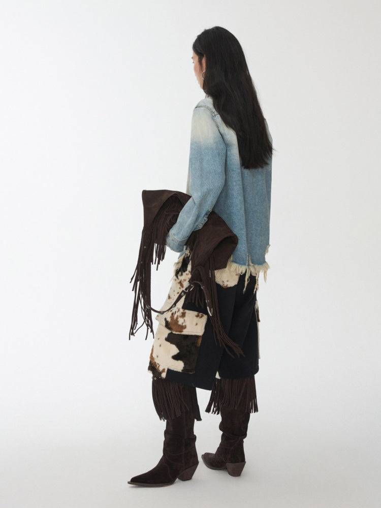 Cow Pattern Eco-Friendly Fur Patchwork Cropped Shorts Loose Versatile Wide-Leg Underpants【s0000014968】