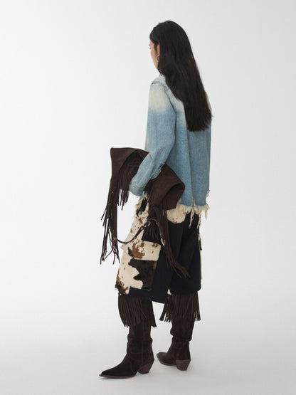 Cow Pattern Eco-Friendly Fur Patchwork Cropped Shorts Loose Versatile Wide-Leg Underpants【s0000014968】