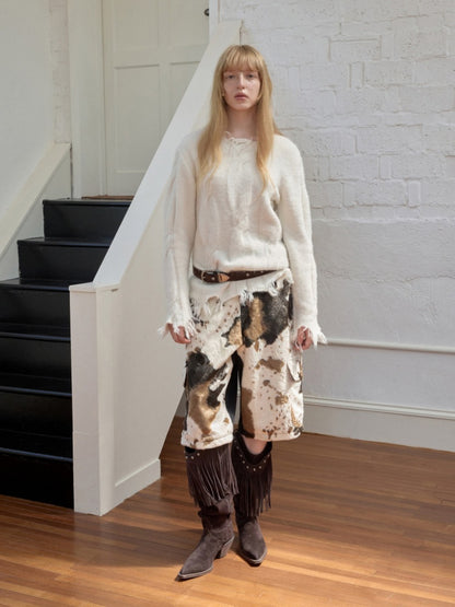 Cow Pattern Eco-Friendly Fur Patchwork Cropped Shorts Loose Versatile Wide-Leg Underpants【s0000014968】