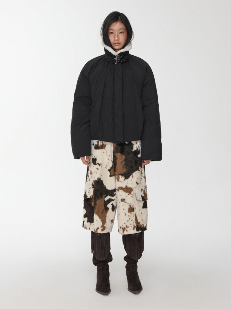 Cow Pattern Eco-Friendly Fur Patchwork Cropped Shorts Loose Versatile Wide-Leg Underpants【s0000014968】