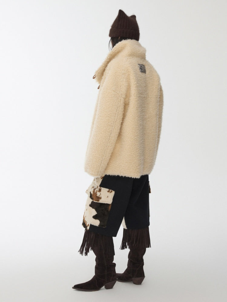 Cow Pattern Eco-Friendly Fur Patchwork Cropped Shorts Loose Versatile Wide-Leg Underpants【s0000014968】