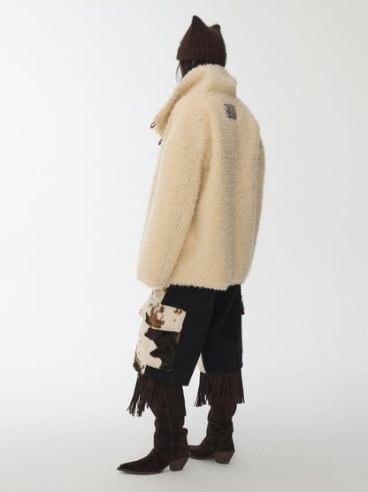 Cow Pattern Eco-Friendly Fur Patchwork Cropped Shorts Loose Versatile Wide-Leg Underpants【s0000014968】