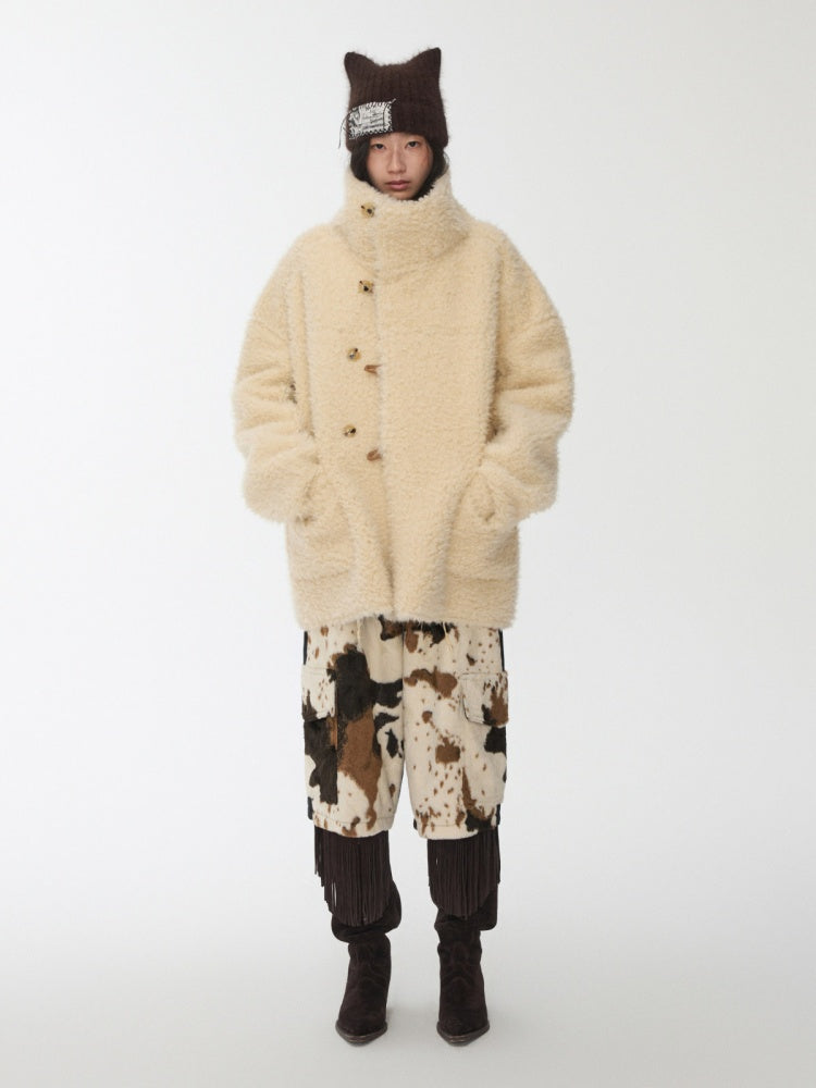 Cow Pattern Eco-Friendly Fur Patchwork Cropped Shorts Loose Versatile Wide-Leg Underpants【s0000014968】