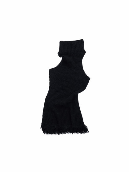 Imitation Mink Tassel Knit Vest Hooded Horn Buckle Loose Lazy Shoulder Set【s0000014971】