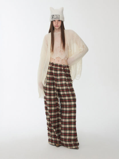 Mohair Star Cut-Out Hole Big Cardigan Lazy Slightly Transparent Loose Knit Jacket【s0000014973】