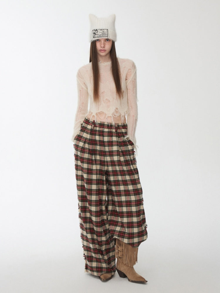 Mohair Cut-Out Hole Slim Sweater Slightly Sheer Fit Casual Knit Top【s0000014974】