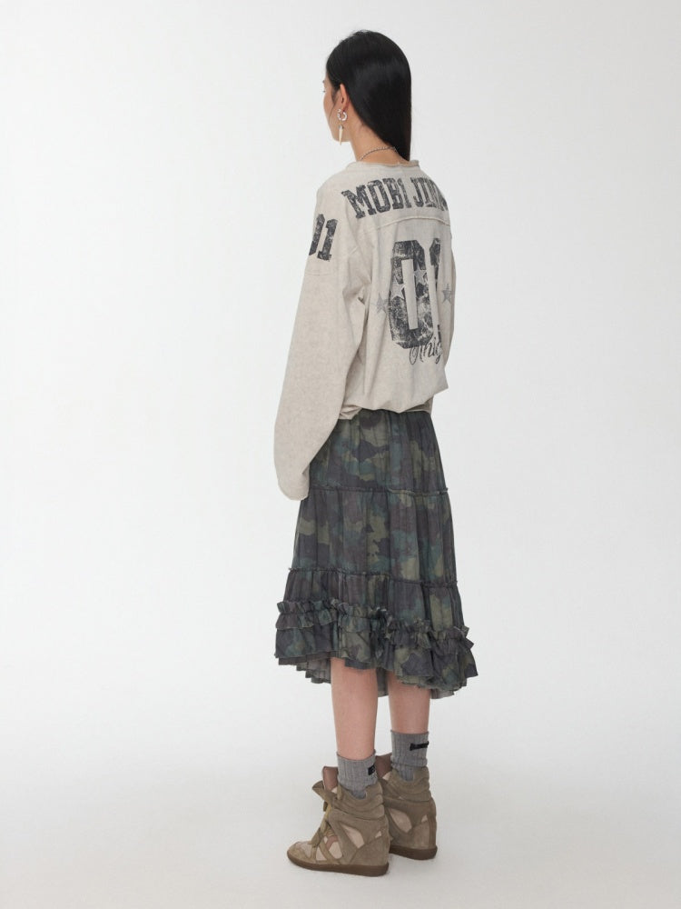 American Football Sports Print Hot Diamond T-Shirt Oversize Dropped Shoulder Long Sleeve Top【s0000014978】